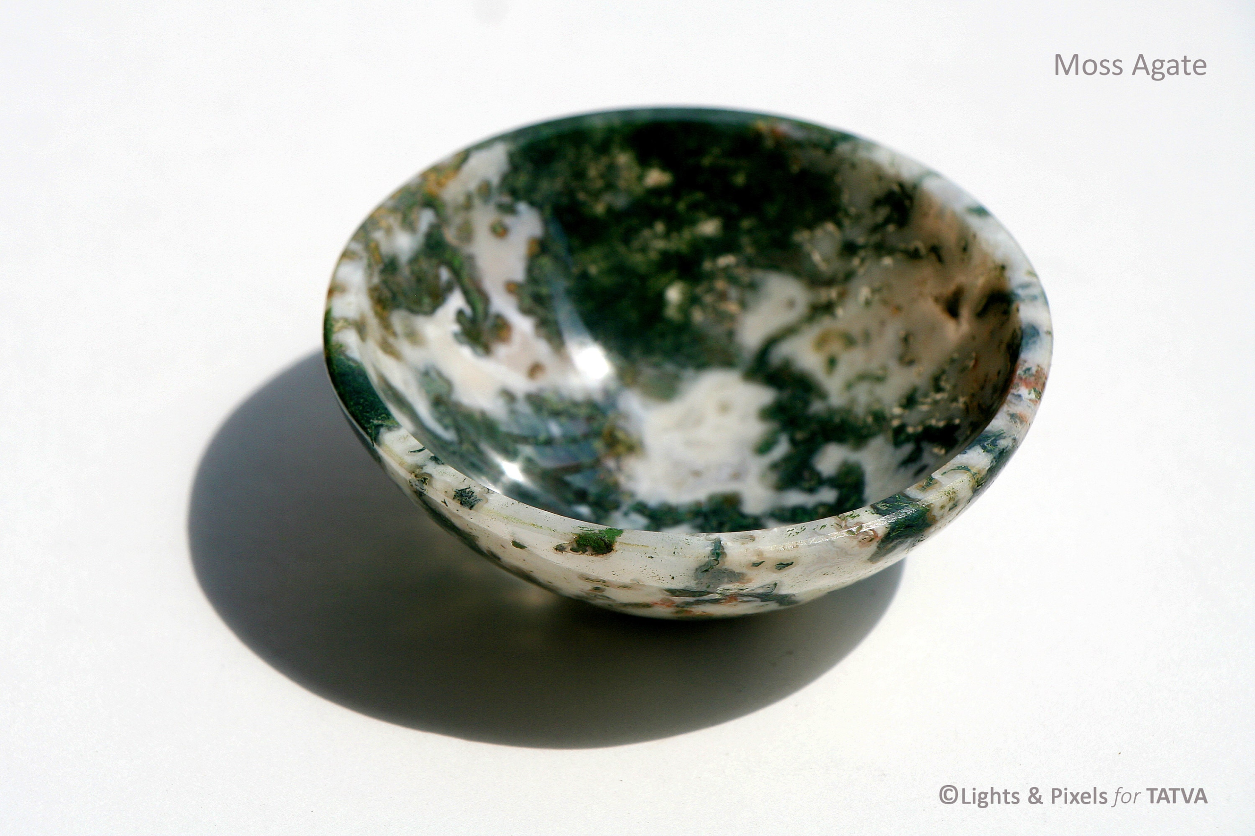 Moss Agate Bowl - Offering Bowl - Jewelry Holder - Green and White