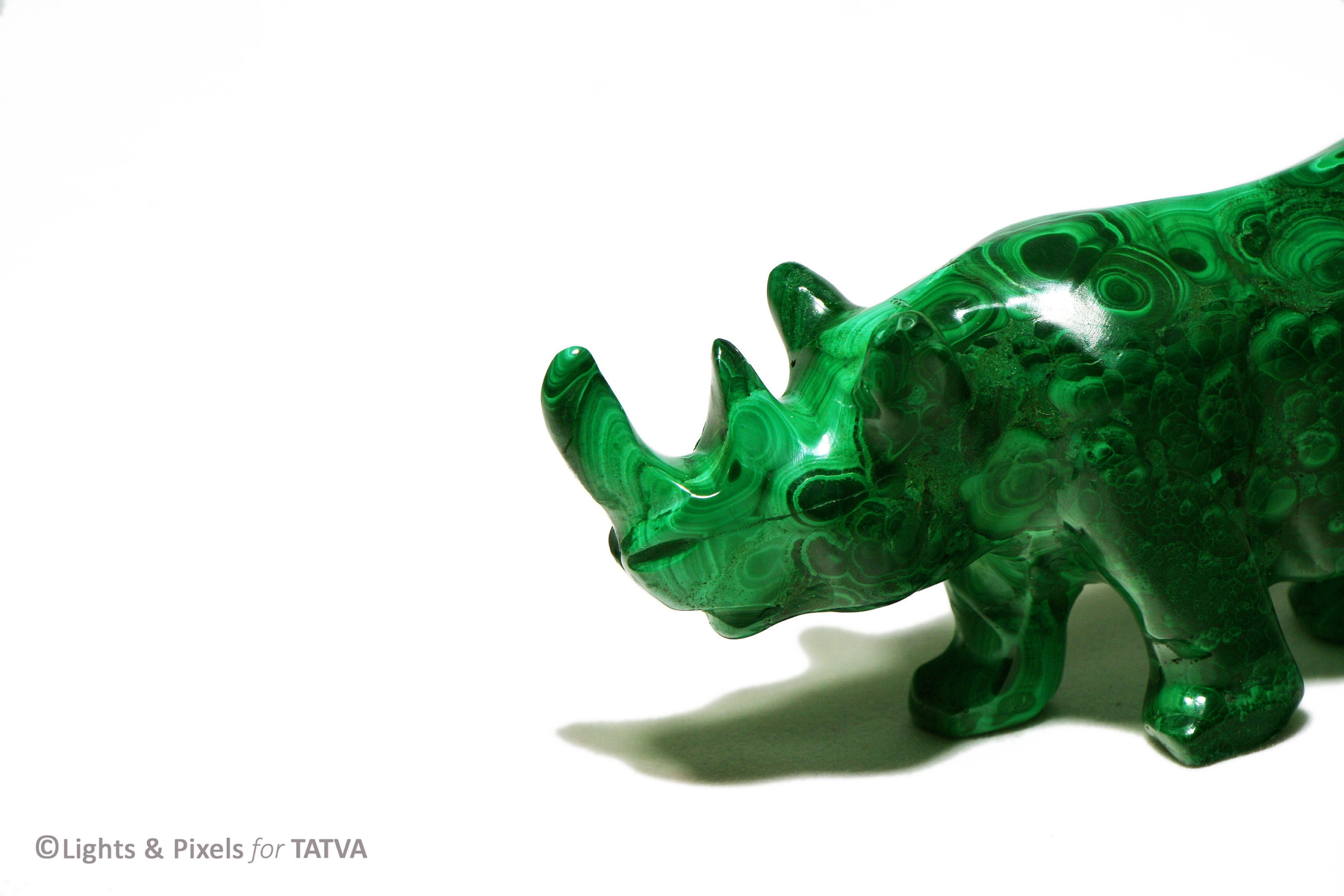 Malachite Rhino Figurine - Strength and Power - Home Decor