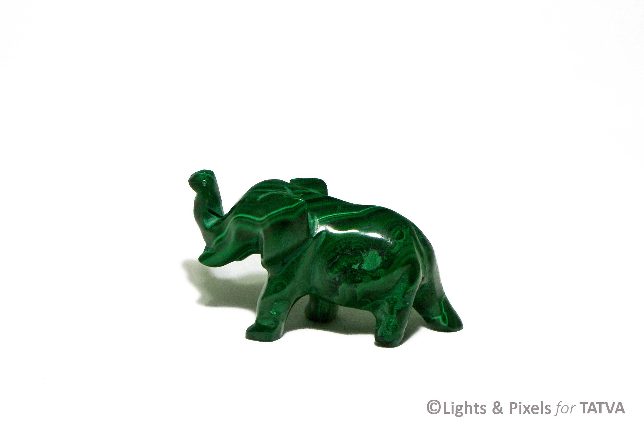 Small Malachite Elephant Figurine - Good Luck