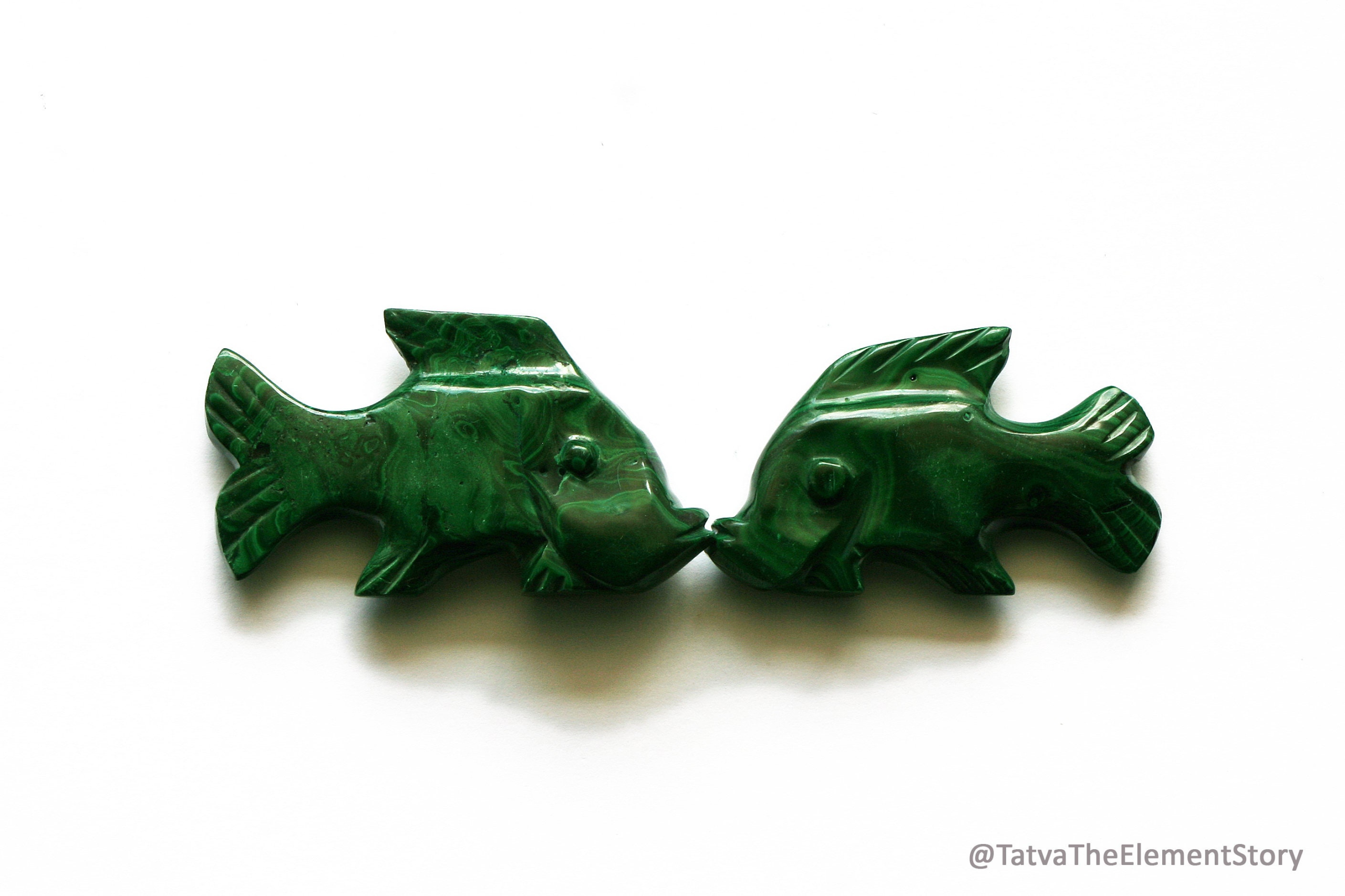 Malachite Fish Figurine - Luck for wealth - Matsya - Real Malachite