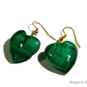 Heart Shape Malachite Drop Earrings – Natural Green Gemstone Jewelry – Handmade Boho Earrings – Gift for Her – Healing Crystal Earrings