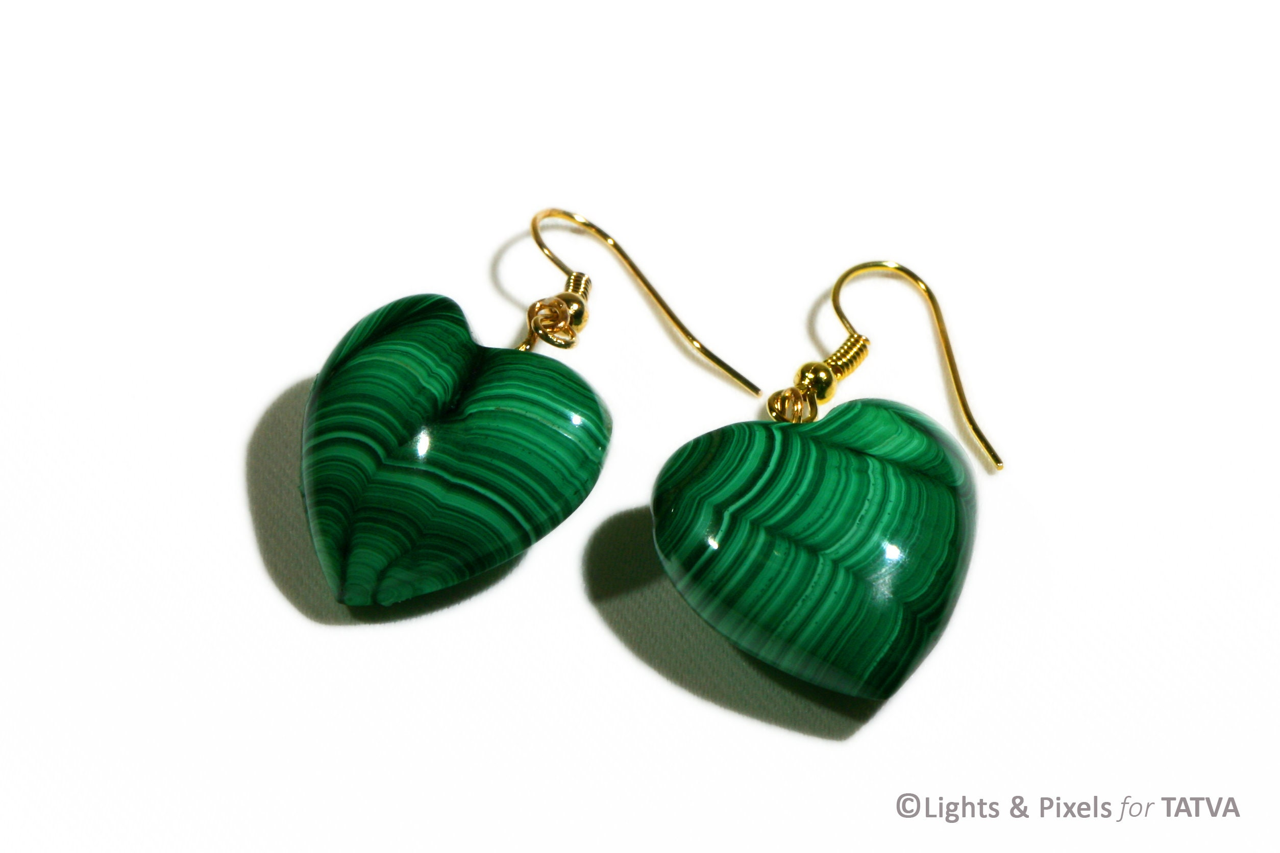 Heart Shape Malachite Drop Earrings – Natural Green Gemstone Jewelry – Handmade Boho Earrings – Gift for Her – Healing Crystal Earrings