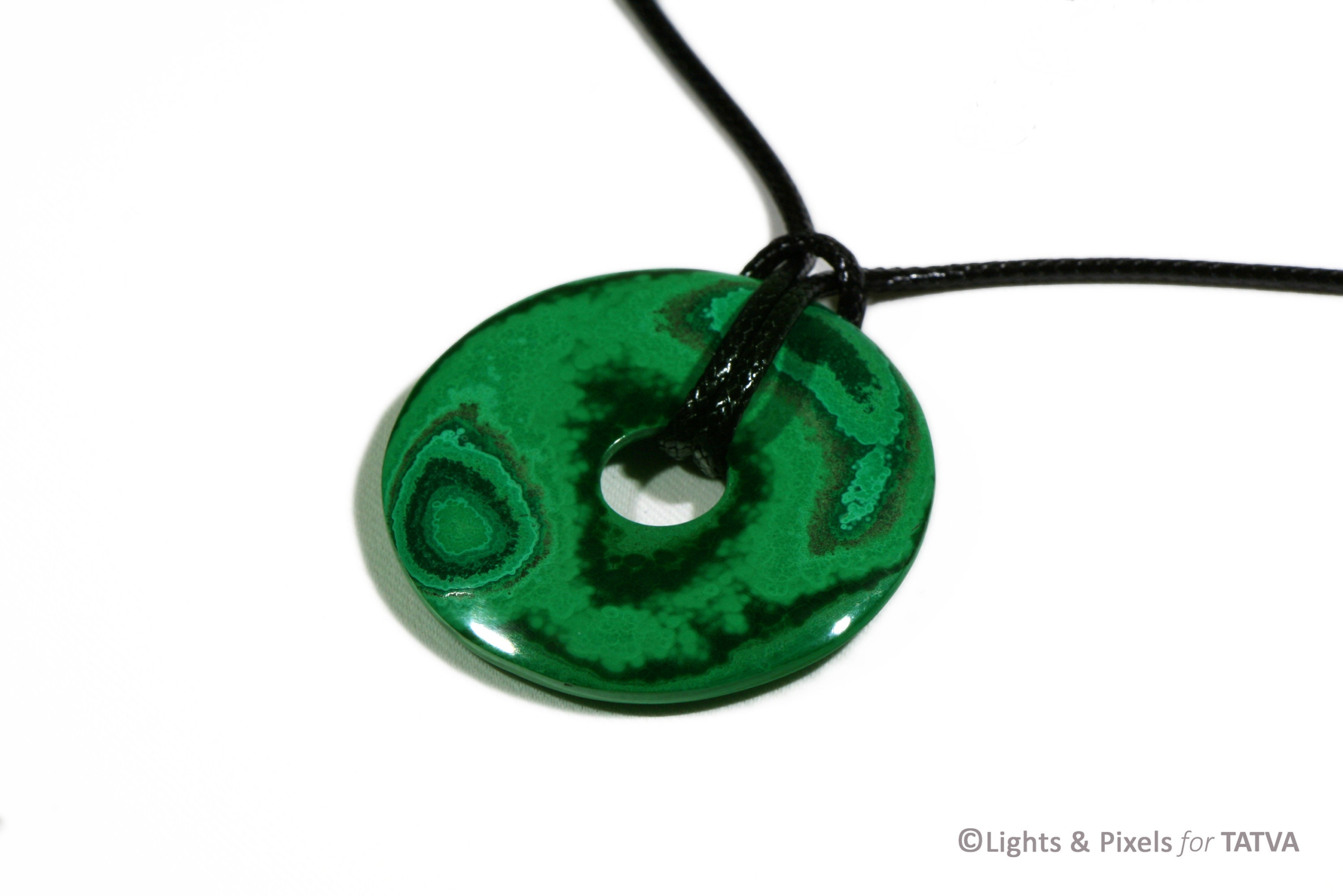 Donut Pendant of Real malachite - stone pendant - Handcrafted in Africa - Crystal Pendant - gift for her