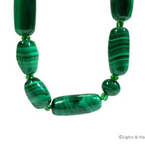Malachite bead necklace - 18 inch - barrel beads - long beads - natural malachite DRC Congo